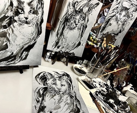 水墨画など様々な画材でお描きします 人物、動物、風景など幅広く承ります イメージ1