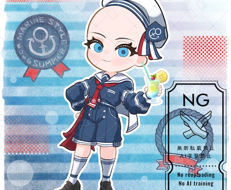 量産ちびキャラ【マリンワンピ】を描きます Vtuber / Vライバーさんに大人気の量産シリーズです！ イメージ2