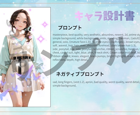 オリジナルキャラクタープロンプト設計書を作成します 同一キャラを再現可能にする設計書作成 イメージ1