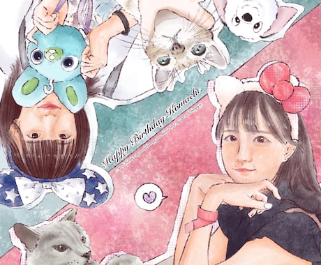 誕生日や記念日にとっておきの似顔絵色紙描きます 好きな言葉を入れられる為プレゼントにおすすめです！ イメージ1