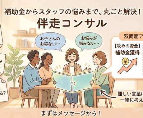 補助金からスタッフの悩みまで。伴走コンサルします 経営者の「困った」を丸ごと解決！伴走コンサル イメージ1