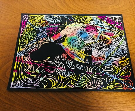 ワード3つで絵をかきます 疲れている人が独特な何かをみて疲れを逆に忘れる感じ。 イメージ1