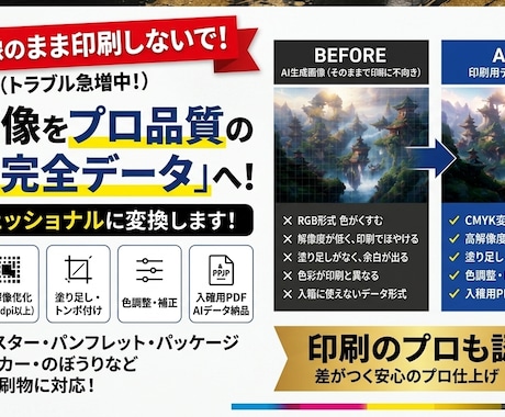 AI画像を印刷用データにプロ変換します AI画像を、印刷できる高品質データに イメージ1