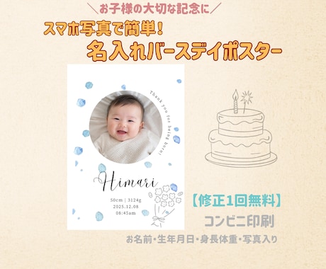 誕生日の写真入りバースデーポスターを制作します イメージ1