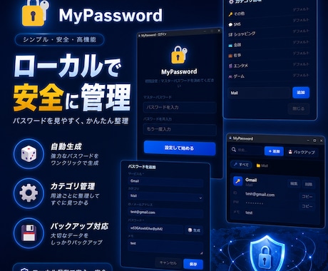 MyPasswordパスワード管理ソフト提供します ローカル保存で安全・USBでも使える イメージ1