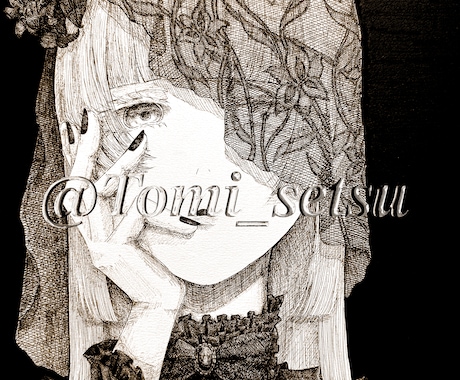 白黒のアナログイラストで、あなたのキャラを描きます SNSアイコン･立ち絵･一枚絵など イメージ2