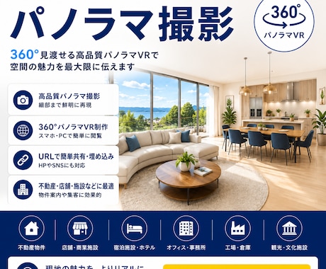 高品質360°パノラマツアー制作します 施設・物件をリアルに伝える全天球コンテンツSEOも強い。 イメージ1
