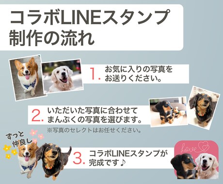 あなたの愛犬とまんぷくの【コラボスタンプ】作ります 申請代行可｜写真を送るだけ♪作風・セリフご希望に合わせます♪ イメージ2
