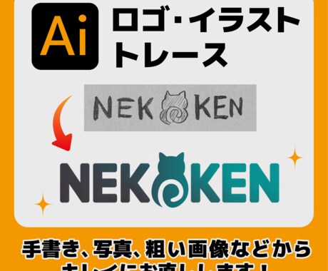 手描きのロゴ・イラストをデータ化します スマホ写真OK! Illustratorで綺麗にトレース イメージ1