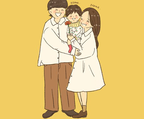 家族、カップル、お子様の似顔絵描きます シンプルだけど可愛い。似顔絵イラストSNSアイコン イメージ2