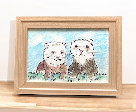 優しい水彩画タッチのうちの子似顔絵イラスト描きます ペット専門似顔絵師が優しいタッチの似顔絵製作 イメージ2