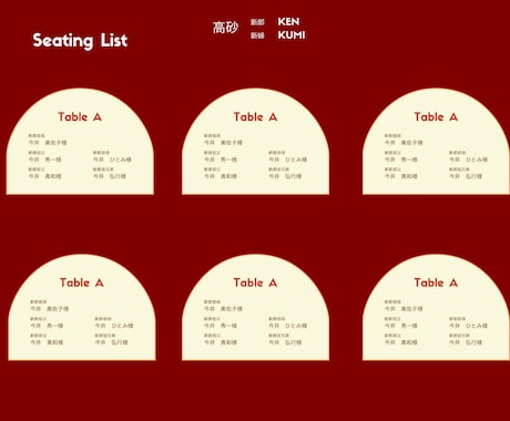 ウエディング用席次表&プロフィール作成します できたデータを印刷会社に入稿するだけで簡単に出来上がります！ イメージ2