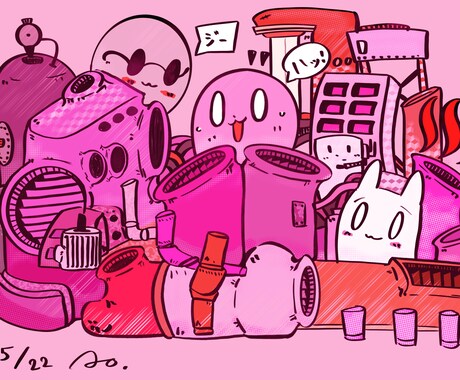 ごちゃっと可愛い イラストを描きます ポップで可愛い 私にしか表現出来ない世界を提供致します イメージ2