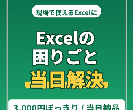 Excelの困りごと当日中に解決します 現場で使えるExcelに。関数・表・自動計算お任せください イメージ1
