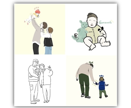 写真を元に家族や子供の思い出を線画イラストにします おうちに飾ったりプレゼントに アイコン/グッズ作成にも イメージ1