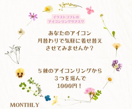アイコンリングのサブスクはじめます 月替りデザインアイコンリング３種選んで1000円（1月用） イメージ1