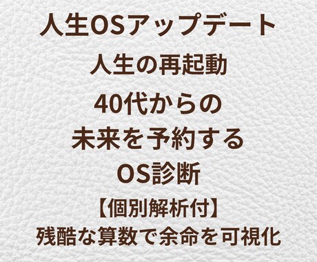 人生再起動|40代からの生き方OS診断します ​【個別解析付】残りの人生：残酷な算数で余命を可視化 イメージ1