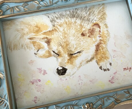 原画配送うちの子ペット水彩画イラスト描きます シックな雰囲気から絵本風まで。犬猫鳥うさぎハムスター イメージ2