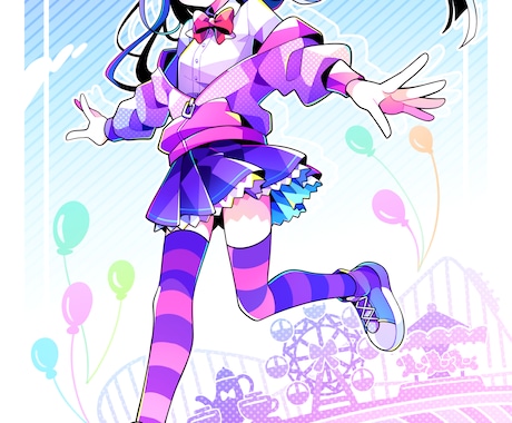 ビビット/パステルなイラストを描きます 等身大/デフォルメでSNSアイコンなど！ イメージ2