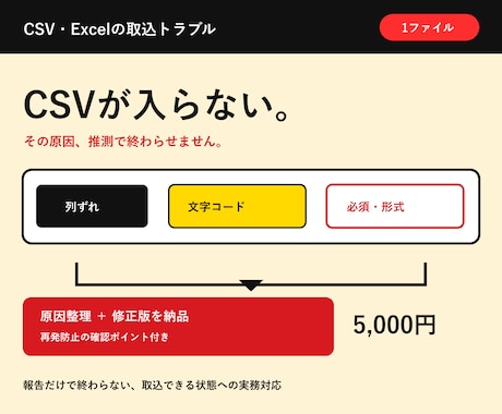 CSV・Excelの取込エラーを診断・修正します イメージ1