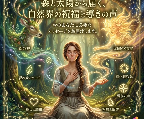 森と太陽の祝福を受ける神の導きリーディングをします 太陽と森の神々が今のあなたへ託す、光のメッセージを届けます イメージ1