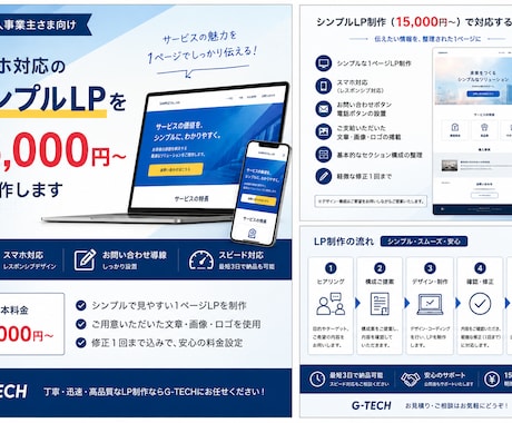 法人向け｜スマホ対応のシンプルLPを制作します イメージ1