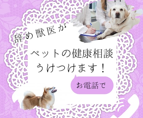 ペットの健康相談お電話で受けつけます 動物病院で聞きづらいこと、聞いてみませんか？ イメージ1