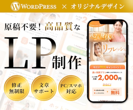 低価格で高品質なLP作成いたします 原稿不要でまるっとお任せ！オリジナルデザインのLP制作 イメージ1