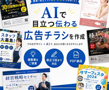AIで目立つ伝わる広告チラシを複数案作成しますます 複数案から選べて修正3回・PDF納品で安心 イメージ1