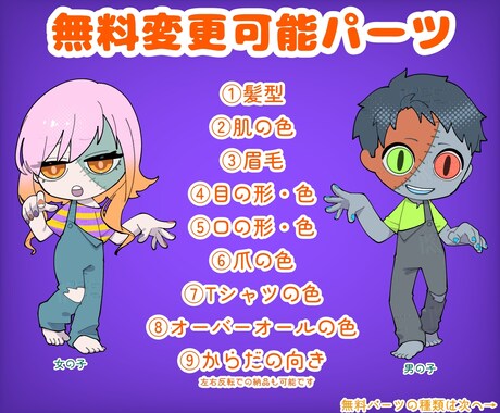 ハロウィンにオススメ！ゾンビの量産イラスト描きます 選べる無料パーツ多数あり！2025/10/10まで値下げ中！ イメージ2