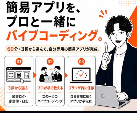 簡易アプリをプロと一緒に60分で作ります プロと一緒にバイブコーディングで簡易アプリ制作 イメージ1