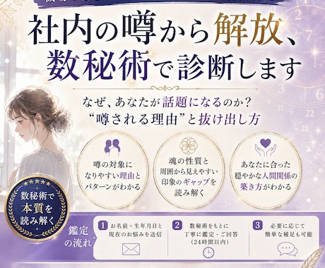社内の噂から解放、数秘術で診断します なぜ、あなたが話題になるのか？"噂される理由"と抜け出し方 イメージ1