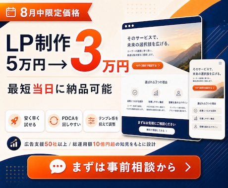 安かろう良かろうを実現するLPを最短当日納品します すぐ欲しいに応える｜予算をかける前に安く小さく試しませんか？ イメージ1