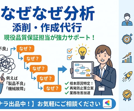 現役品質保証担当「なぜなぜ分析」添削作成代行します 真因まで、現場20年の視点で掘ります。 イメージ1