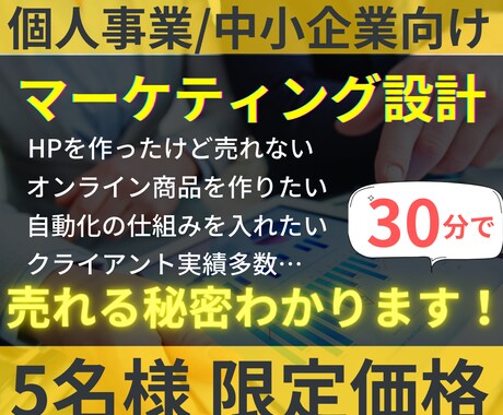 売上UP!戦略マーケティング設計立案をします 個人事業主・中小企業向け【お試しコンサルティング】 イメージ1