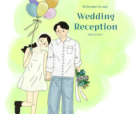 ウェルカムボード・結婚証明書を描きます ”その人らしさ”を大切にウェディングイラストを描きます イメージ2
