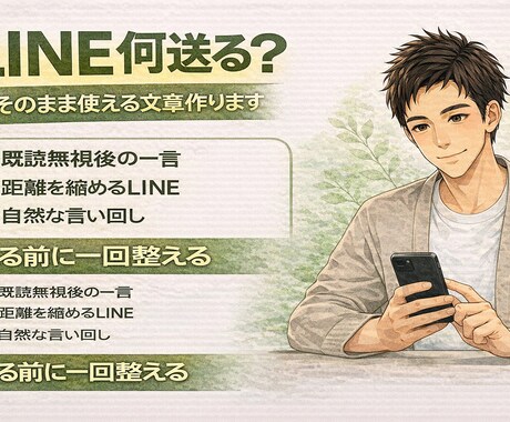 LINE内容代わりに考えます 送る一言で、結果は変わります。 イメージ1