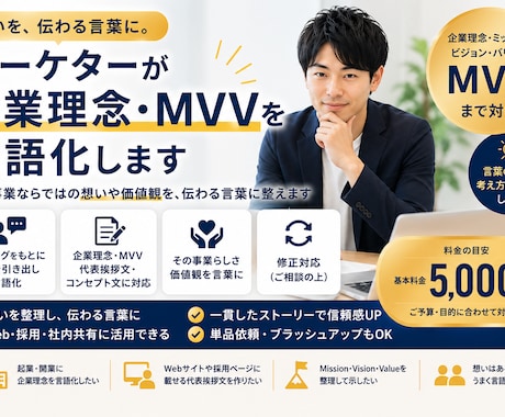 マーケターが企業理念・MVVを言語化ます 事業への想いを、伝わる言葉に整えます イメージ1