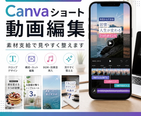 Canvaショート動画を編集します 素材支給で縦動画を見やすく整えます イメージ1