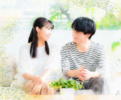 あたたかい水彩画タッチの似顔絵を制作します 大切な記念日や、贈り物に、あたたかい光に包まれたイラストを イメージ2