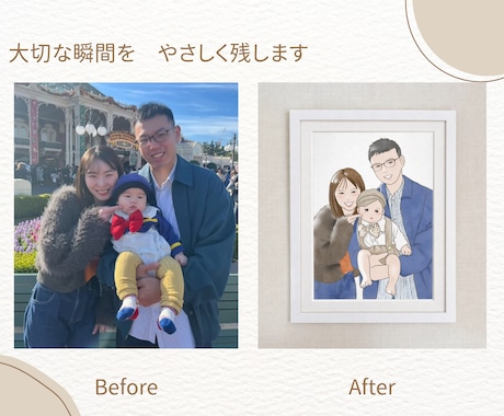 あなたの想いをのせて似顔絵をお描きします あたたかみのあるやさしいタッチの似顔絵❁ イメージ2
