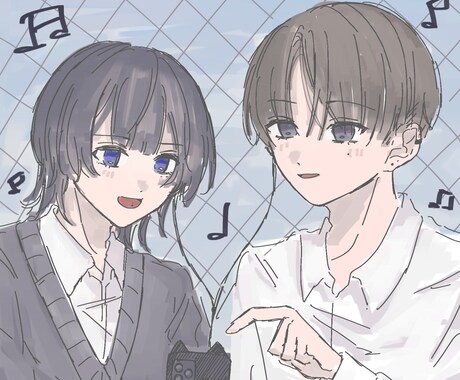アイコンにできるサイズの似顔絵やイラストを描きます ラクガキっぽい描き方で可愛いアイコンイラストお作りします♡ イメージ2