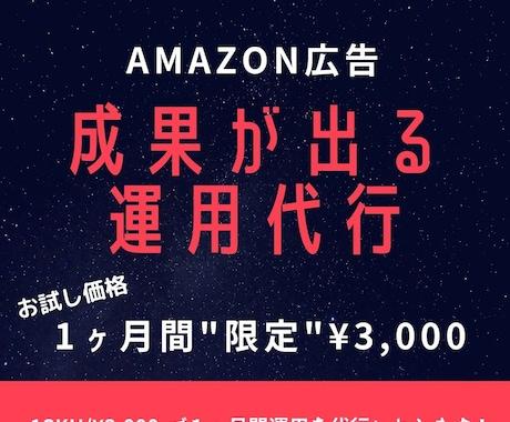 Amazon広告★１ヶ月15,000円で代行します 全特化型 5年間実績1200件が御社の商品を運用します イメージ1