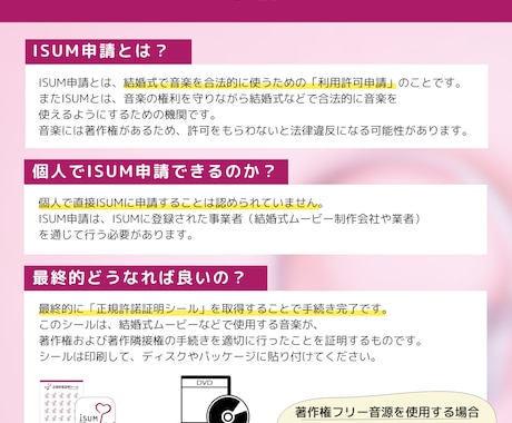 即日納品可能！結婚式のISUM許諾申請の代行します 結婚式ムービーの著作権手続きはお任せ！面倒な申請をプロが代行 イメージ2
