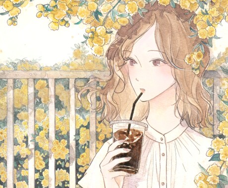 大人かわいい♡一枚絵の水彩イラストお描きします 商用利用OK／挿絵、観賞用、プレゼントに イメージ2