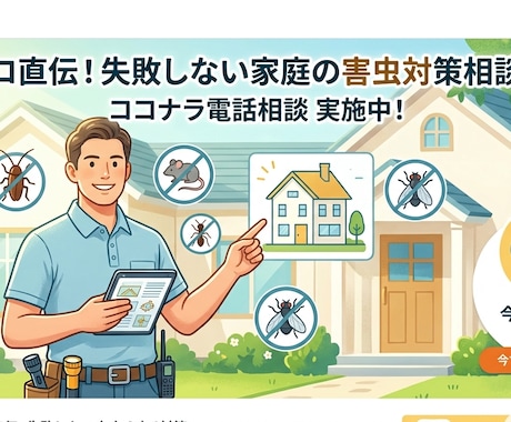 3名様まで！害虫駆除、防除アドバイスをします 現役が直伝！無駄な業者費用を抑える家庭の防虫対策 イメージ1
