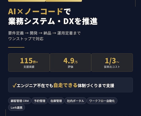 AI×ノーコードで業務システム・DXを推進します Click/Lark公式パートナー｜実績115件以上 イメージ1