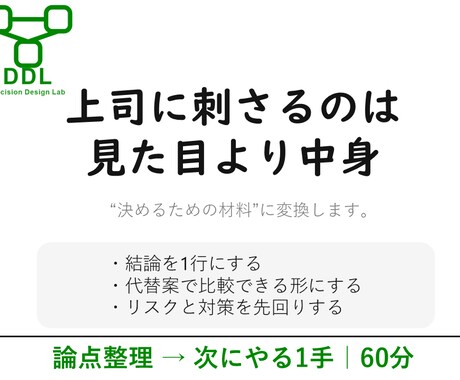 上司レビューの論点整理を60分でします 決裁者が決められる形に整えます イメージ2