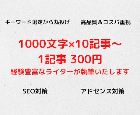 格安でブログ記事を10記事ライティングを行います 駆け出しの方やコストを抑えたい方へ イメージ1