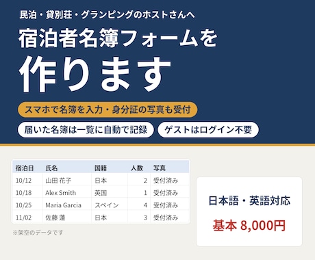 民泊の宿泊者名簿をGoogleフォームで作ります イメージ1